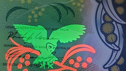 Australian banknote secret bird image