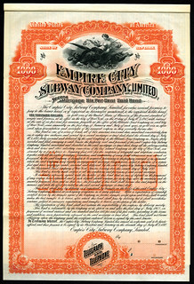 634. Empire City Subway Co., Ltd., 1892 Specimen Bond Rarity