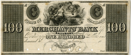 437. Maryland, Merchant's Bank of Baltimore, 1835-40s, Proof Obsolete Banknote