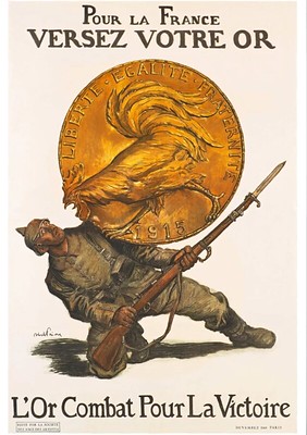 WWI French War poster with coin