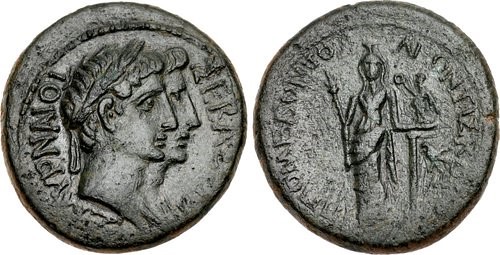 Jugate bronze Augustus and Livia