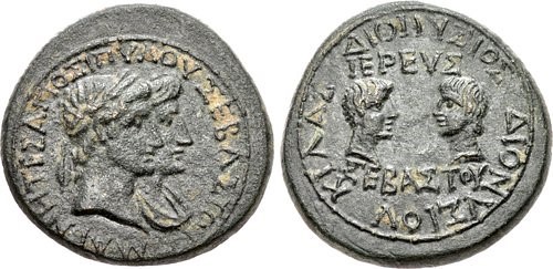 Jugate Lydia bronze Augustus, Livia, Caius, Lucius