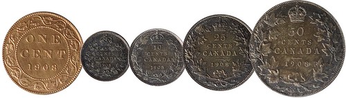 1908 Canadian 1908 Specimen Set reverses