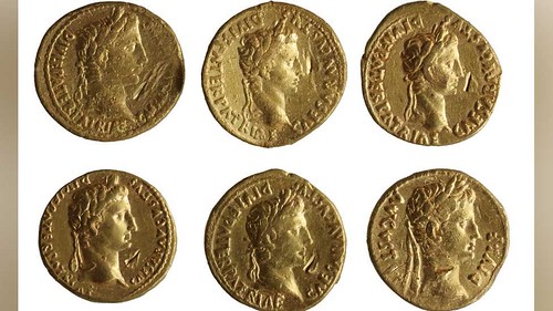 Norwich Roman gold coin hoard obverses