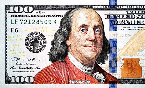 Pearson colorized $100 bill red