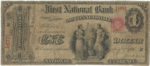 McConnelsville OH banknote 1865 $1 Original Series Charter 46