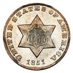1851 Three Cent Silver obverse