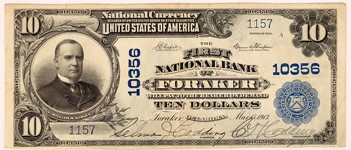1902 National Bank Note Foraker, OK $10 front