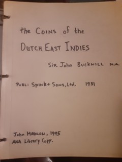 Coins of the Dutch East Indies photocopy title page
