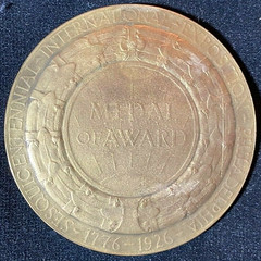 Sesquicentennial International Exposition medal reverse