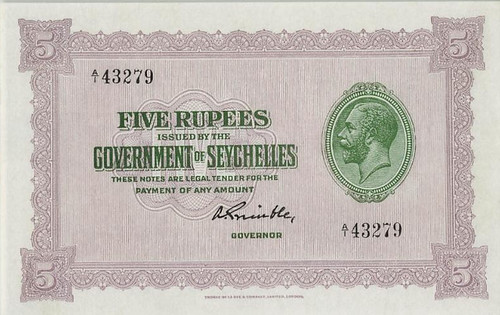WBNA Sale 29 Lot 29371 Seychelles 1936 5 Rupees