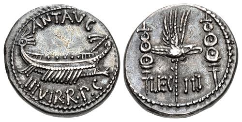 denarius struck for Mark Antony's 3rd Legion