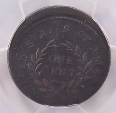 1793 Off-Center Wreath Cent reverse