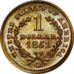 1851-D Gold Dollar reverse
