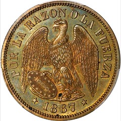 1867 CHILE Copper 50 Centavos Pattern obverse