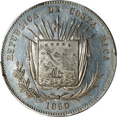 1850 COSTA RICA White Metal Half Peso Pattern obverse