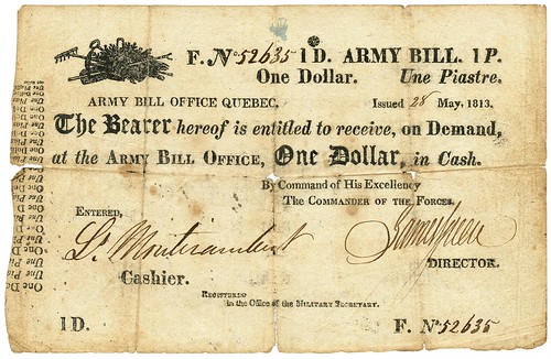 Canada Army Bill 1813 One Dollar