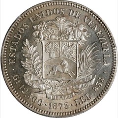 1873 VENEZUELA 50 Centavos pattern reverse