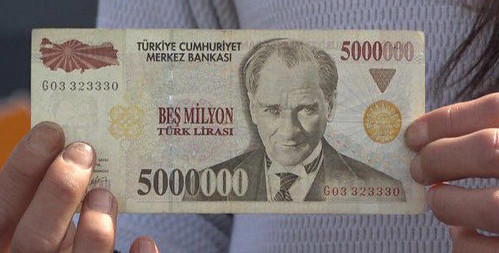 Turkey 5 milliom lira note dumpster find