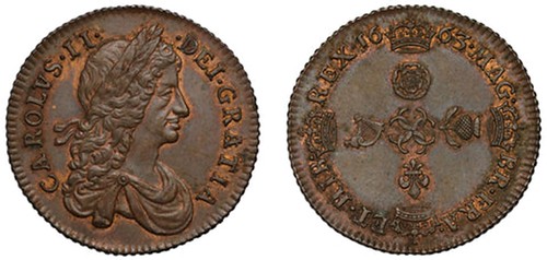 Lot 204 Charles II copper pattern Shilling, 1663