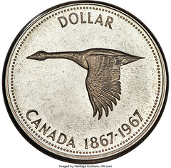 100-Greatest-Canadian-Coins_Canada_1d_1967_rev_PL64_courtesy-of-Heritage-Auctions