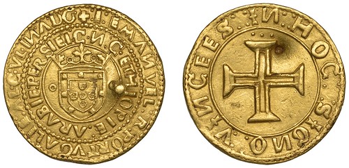 Lot2196 - 10 Cruzados piece from the reign of Manuel I  please credit Noonans 2