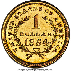 1854 gold dollar reverse