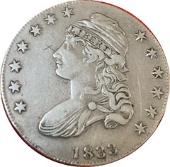 1833 Bust Half obverse counterfeit