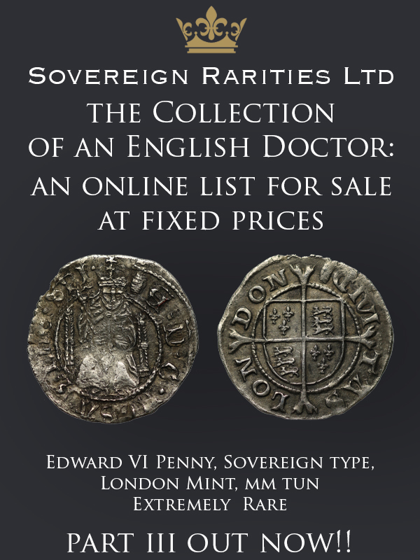 Sovereign Rarities E-Sylum ad 2022-10-09 English Doctor III sale