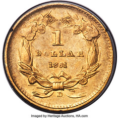 1861-D gold dollarf reverse