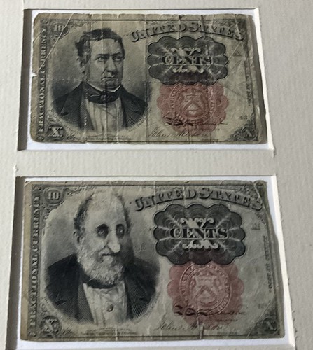Altered portrait fractional currency note