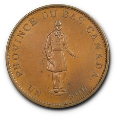 1837 Lower Canada Habitant City Bank Half Penny Token obverse