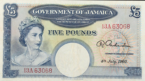 1960 Jamaica 5 Pound Banknote