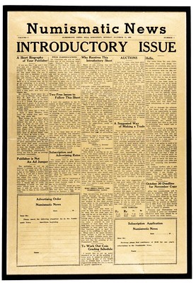 Numismatic News debut issue October 13, 1952