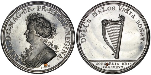 Queen Anne white metal medal