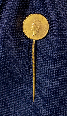 Mid-1850s gold coin stickpin