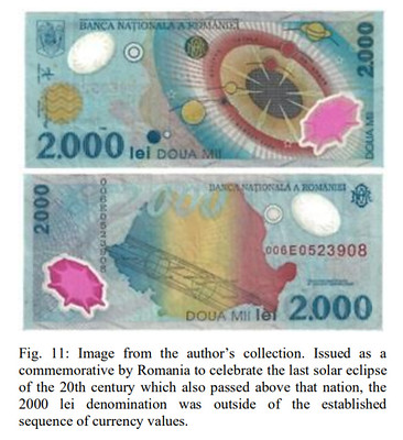 Romania 2000 lei solar eclipse banknote