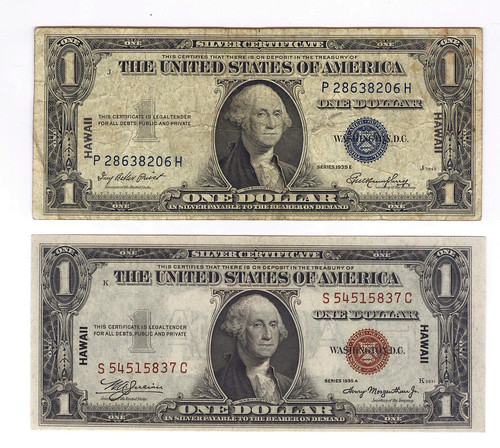 Hawaii $1 Silver Certificate face fake and real