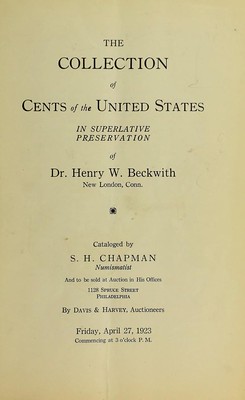 Beckwith collection of cents 1923 cover