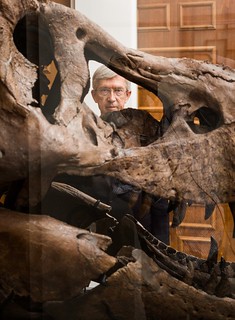 Dan O'Dowd with Tyrannosaurus rex skull