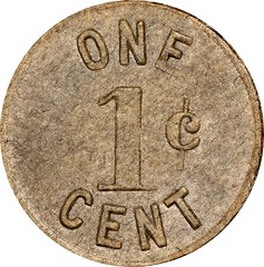 Crystal City Texas Internment Camp One Cent Token reverse