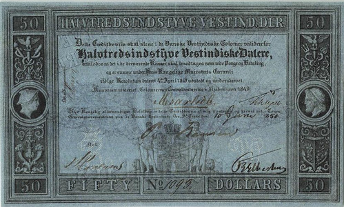 1849 Danish West Indies 50 Dalere