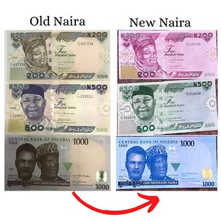 Nigeria old and new banknote