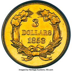 1858 Three Dollar Gold reverse