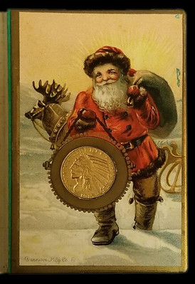 Coin gift Christmas card inside with gold coin