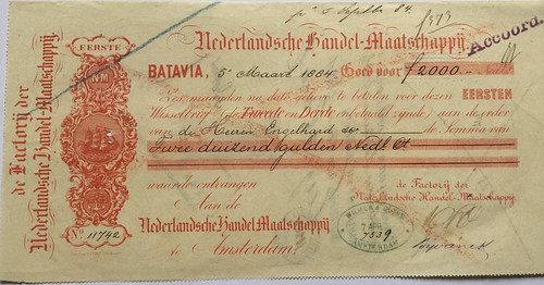 Dutch Trading Company Money bill NHM agency Batavia 1884