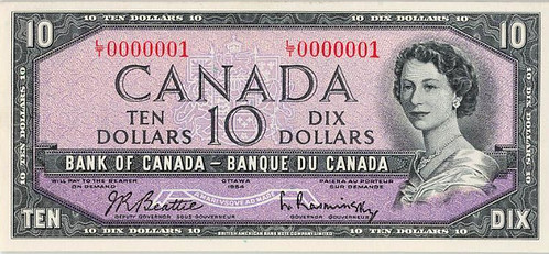 WBNA 37077 Canada 1954 10 Dollars