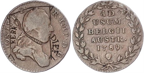 Joseph II on the gallows altered 1789 Belgium coin