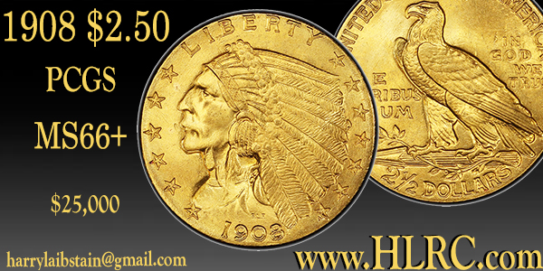HLRC E-Sylum ad 2023-01-08 1908 Quarter Eagle