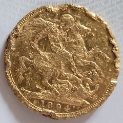 Beat-Up 1894 Gold Sovereign reverse